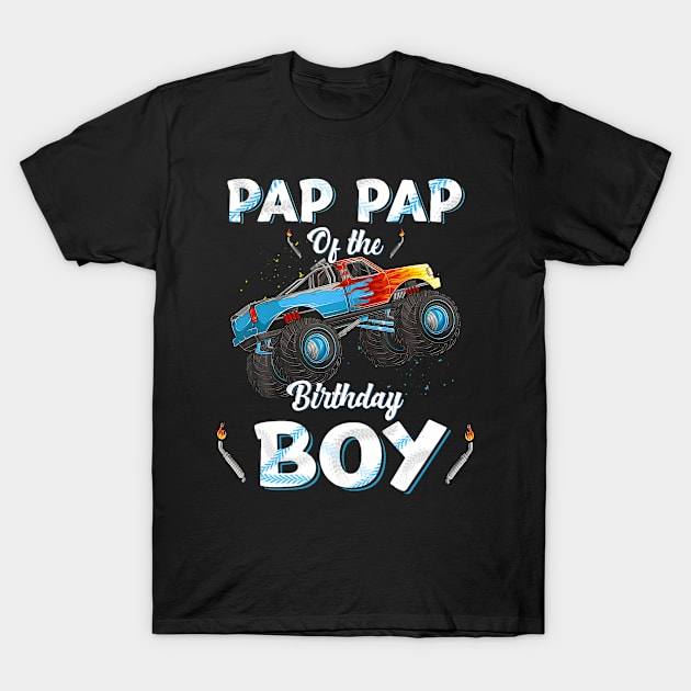 Pap Pap Of The Birthday Boy Monster Truck Bday Men Grandpa T-Shirt by Zoe Hill Autism